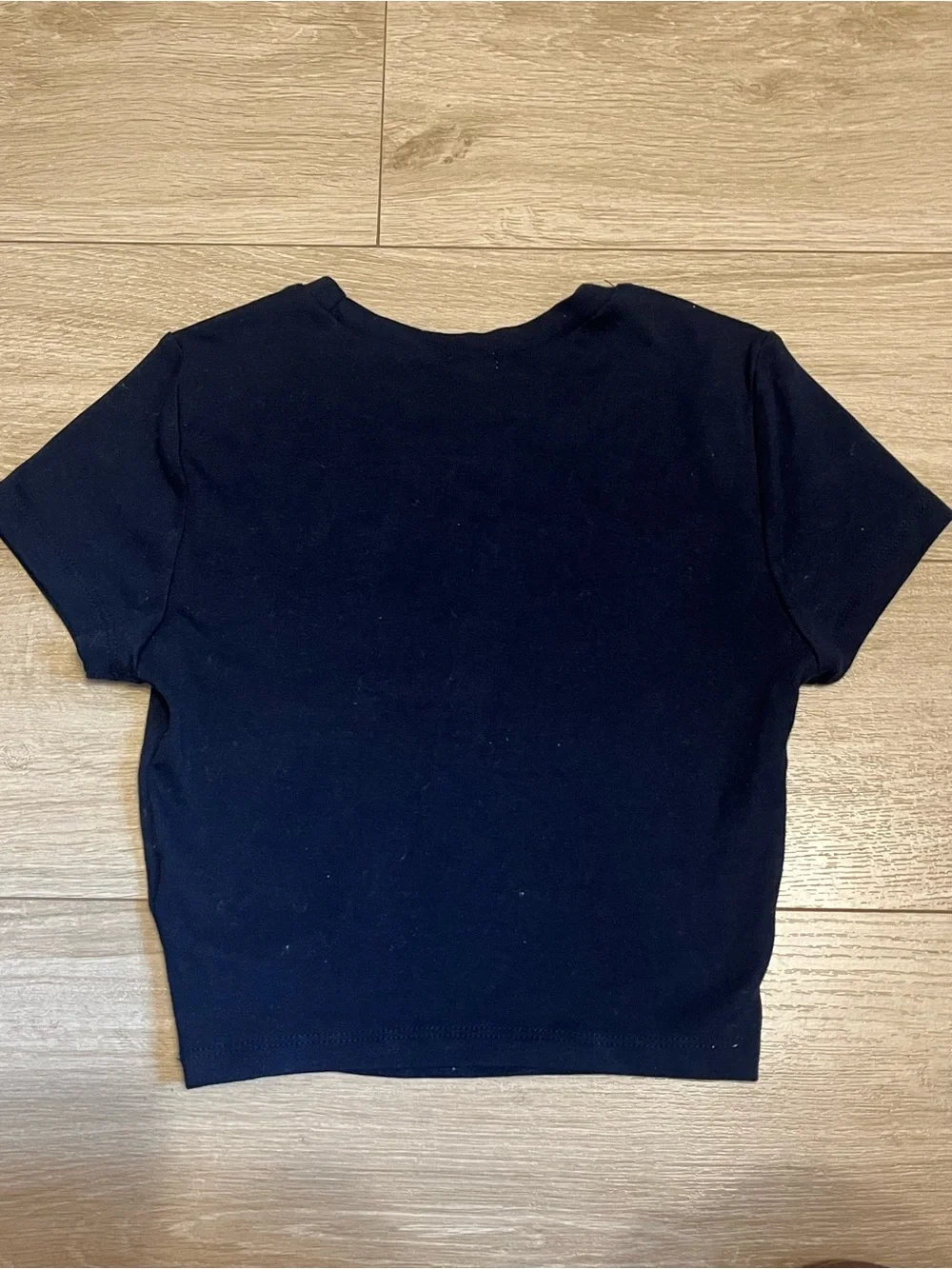 Garage Lover's Club Women's Navy Crop Tee - Picture 3 of 3